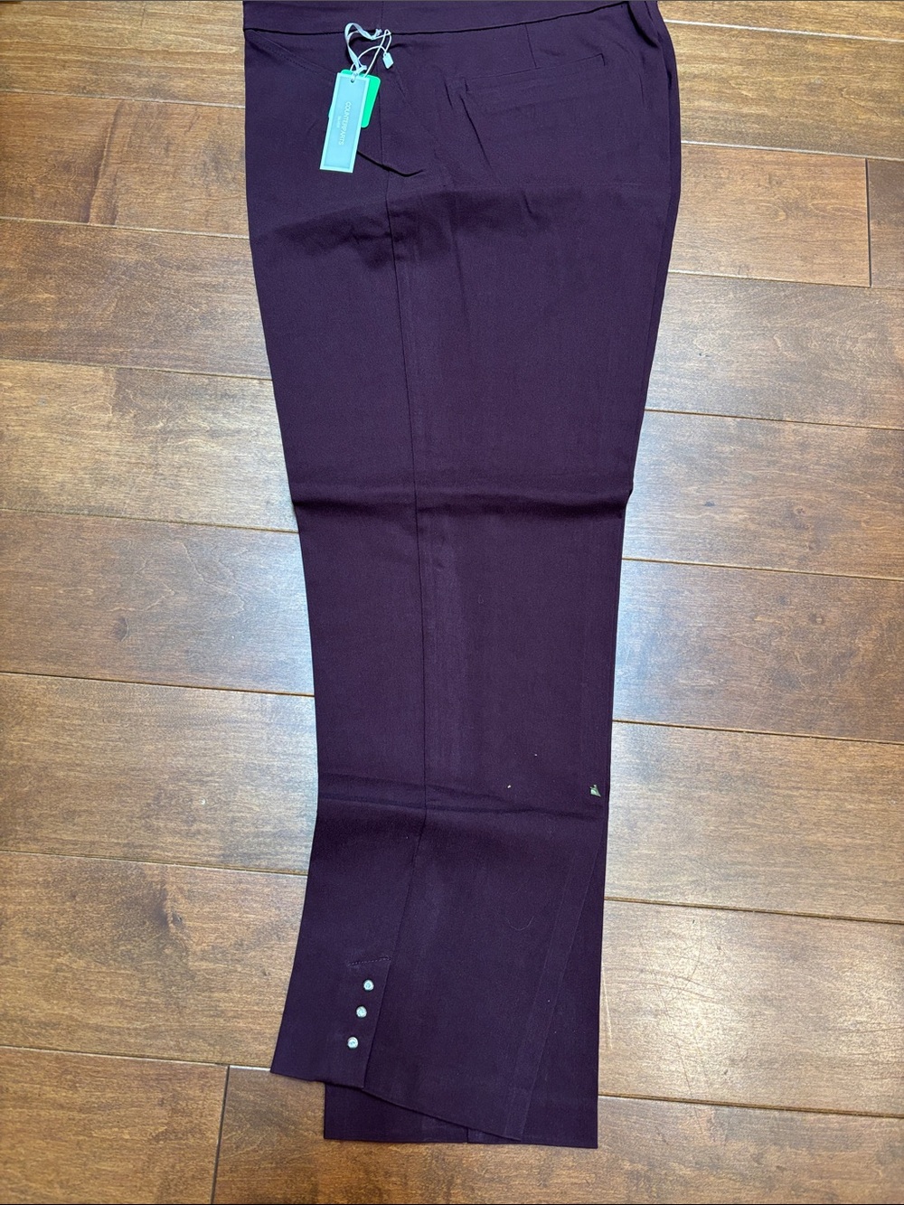 Counterparts Plum Boot-Cut Pants with Button Hem